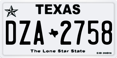 TX license plate DZA2758