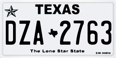 TX license plate DZA2763