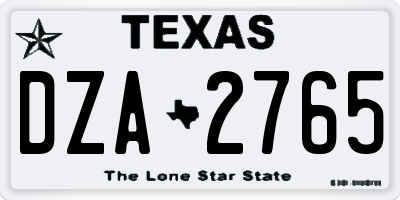 TX license plate DZA2765