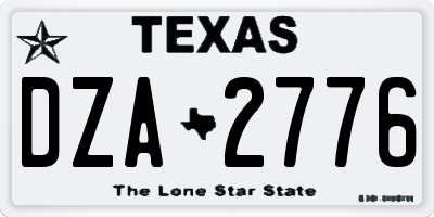TX license plate DZA2776