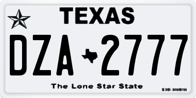 TX license plate DZA2777