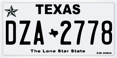 TX license plate DZA2778