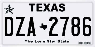 TX license plate DZA2786