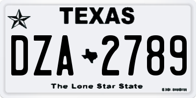 TX license plate DZA2789