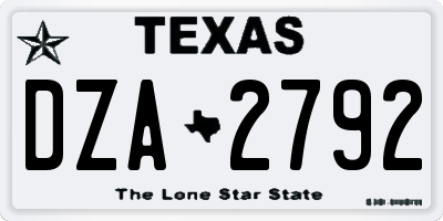 TX license plate DZA2792
