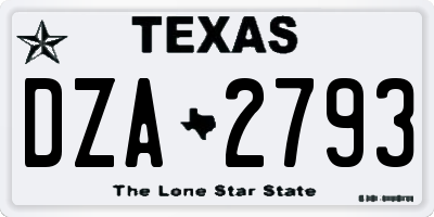 TX license plate DZA2793