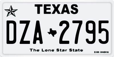TX license plate DZA2795