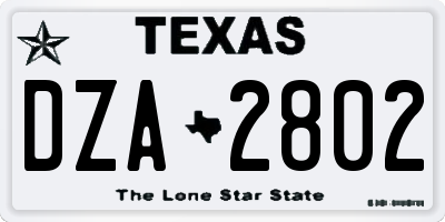TX license plate DZA2802