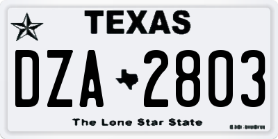 TX license plate DZA2803