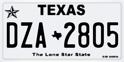 TX license plate DZA2805