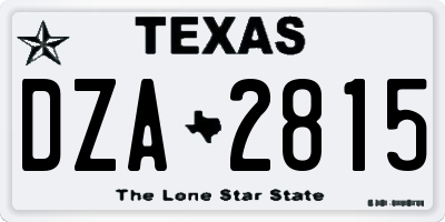 TX license plate DZA2815