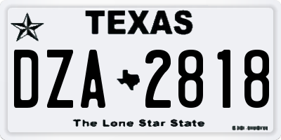 TX license plate DZA2818