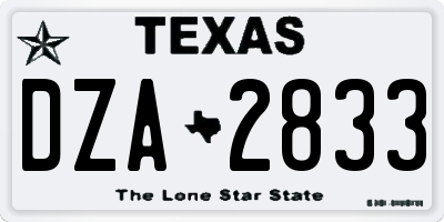 TX license plate DZA2833