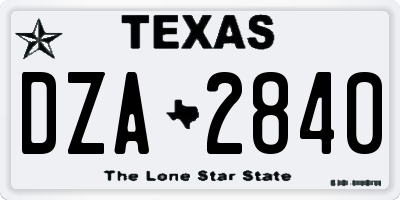 TX license plate DZA2840