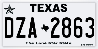 TX license plate DZA2863