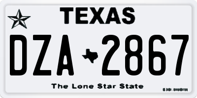 TX license plate DZA2867