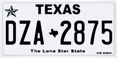 TX license plate DZA2875