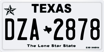 TX license plate DZA2878