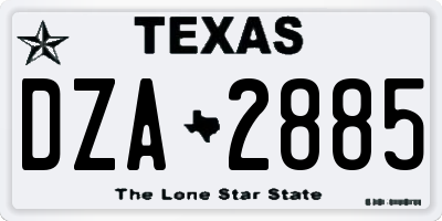 TX license plate DZA2885