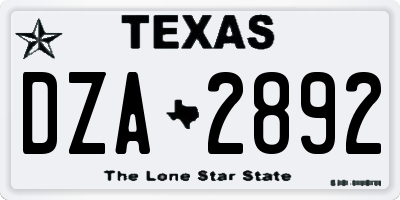 TX license plate DZA2892