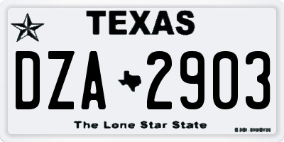 TX license plate DZA2903