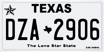 TX license plate DZA2906