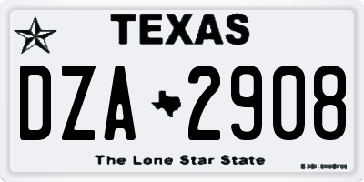 TX license plate DZA2908