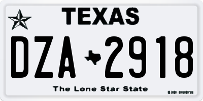 TX license plate DZA2918