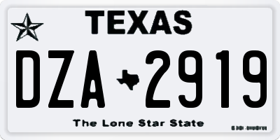 TX license plate DZA2919