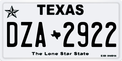 TX license plate DZA2922