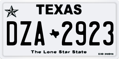 TX license plate DZA2923