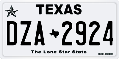 TX license plate DZA2924