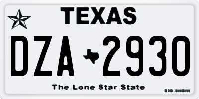 TX license plate DZA2930