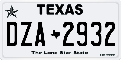 TX license plate DZA2932