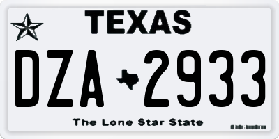 TX license plate DZA2933