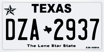 TX license plate DZA2937