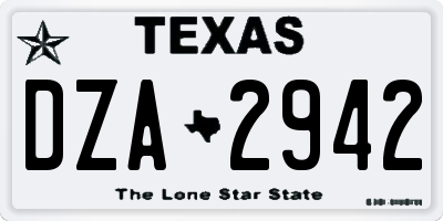 TX license plate DZA2942