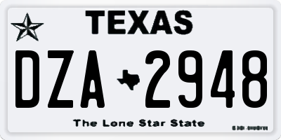 TX license plate DZA2948