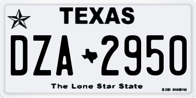 TX license plate DZA2950