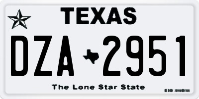 TX license plate DZA2951