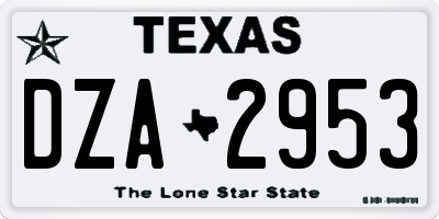 TX license plate DZA2953