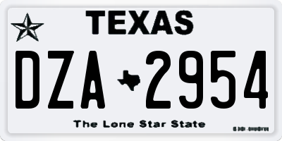 TX license plate DZA2954