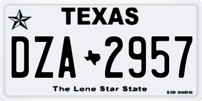 TX license plate DZA2957