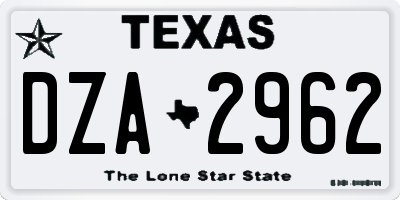 TX license plate DZA2962