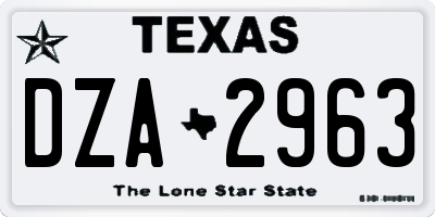 TX license plate DZA2963