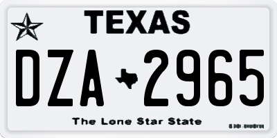 TX license plate DZA2965