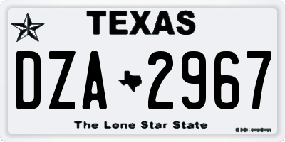 TX license plate DZA2967