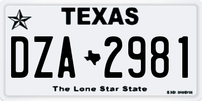 TX license plate DZA2981