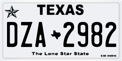 TX license plate DZA2982