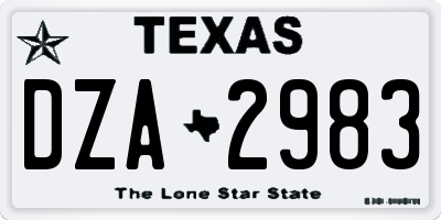 TX license plate DZA2983